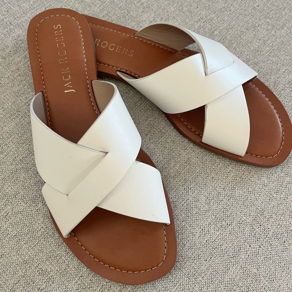 Jack Rogers Sloane Slide in white, size 9